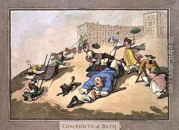 The Bath Races, plate 12 from Comforts of Bath, 1798 Oil Painting - Thomas Rowlandson