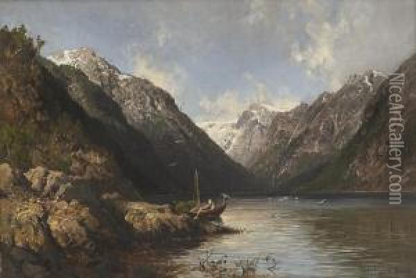 Vetlefjorden By Balholmen Oil Painting - Anders Monsen Askevold