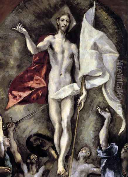The Resurrection (detail 1) 1596-1600 Oil Painting - El Greco (Domenikos Theotokopoulos)