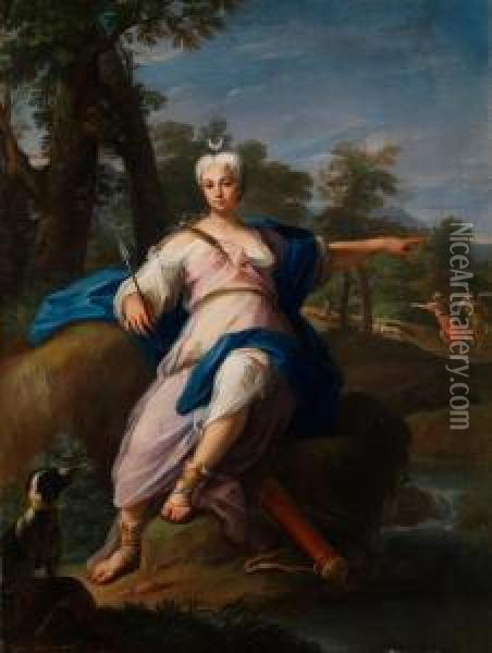 Die Jadgottin Diana Oil Painting - Jacopo (Giacomo) Amigoni