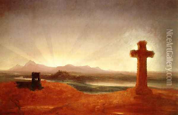 Cross at Sunset Oil Painting - Thomas Cole