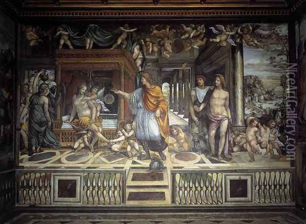 Marriage of Alexander and Roxana c. 1517 Oil Painting - Il Sodoma (Giovanni Antonio Bazzi)