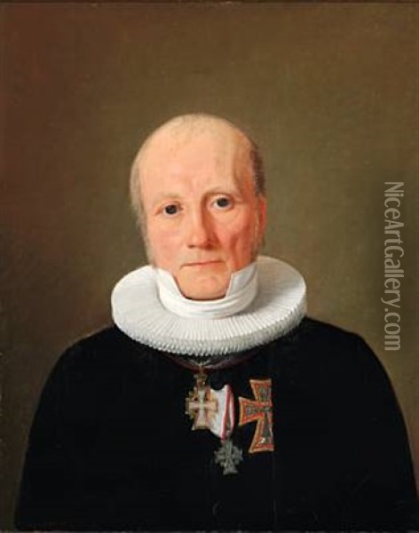 Portrait Of Chaplain-in-ordinary, Bishop J. P. Mynster Oil Painting - Constantin (Carl Christian Constantin) Hansen