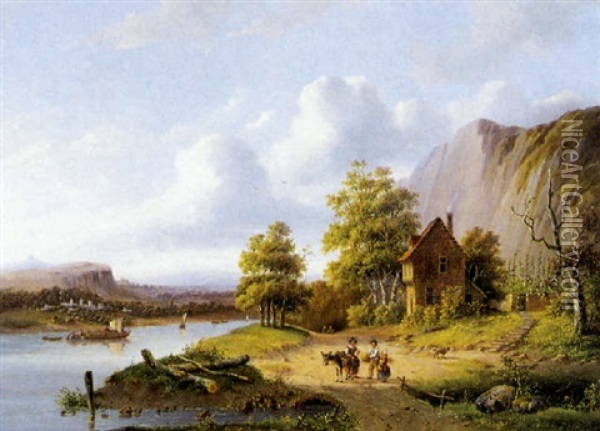 Geanimeerd Landschap Oil Painting - Anthony Andreas de Meyer