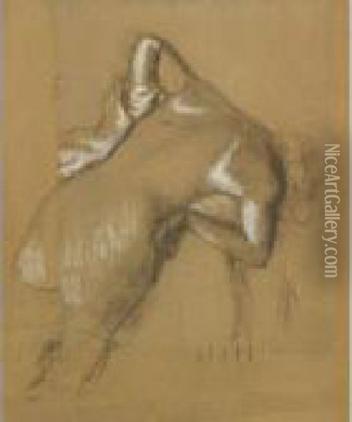 Femme Nue Debout, S'essuyant Oil Painting - Edgar Degas