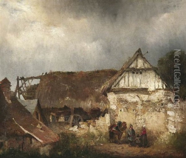 Normannischer Bauernhof Oil Painting - Louis Adolphe Hervier