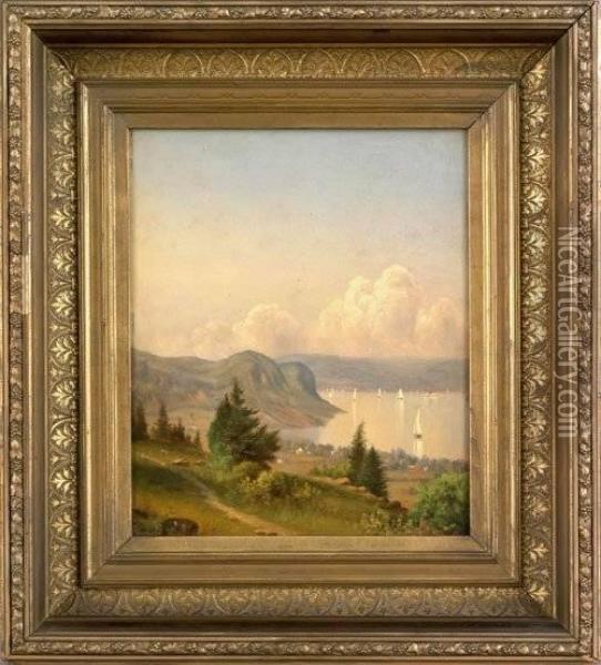 ''old Dunderberg, Hudson River, Ny'' Oil Painting - Robert J. Pattison