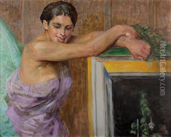 Portret Kobiety Z Cyklu Salome Oil Painting - Jacek Malczewski