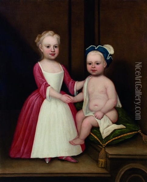 Two Children Oil Painting - John Theodore Heins