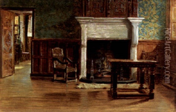 Interior At Gwydr Castle Oil Painting - Samuel Sidley