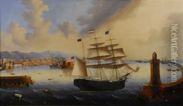 Port Of Leghorn Oil Painting - Luigi P. Renault