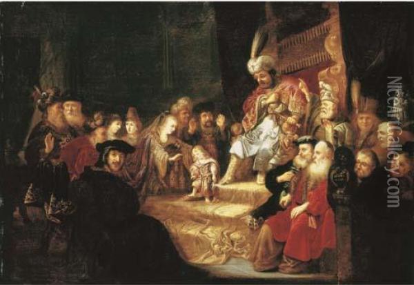 Moses Trampling On Pharaoh's Crown Oil Painting - Rembrandt Van Rijn