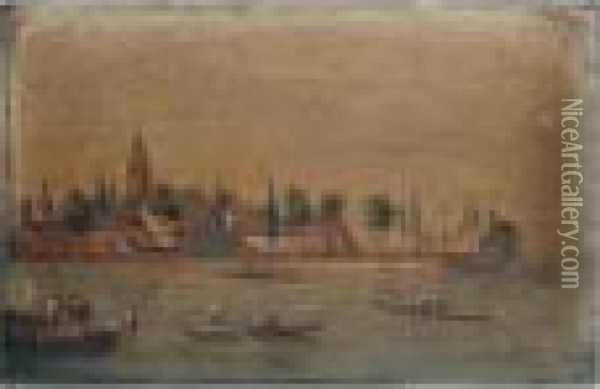 Venice, A View Of The Isola San Francesco Del Deserto Oil Painting - Giacomo Guardi