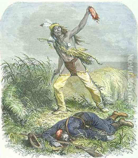 Indian Scalping the Dead Enemy Oil Painting - Ange-Louis (Janet-Lange) Janet