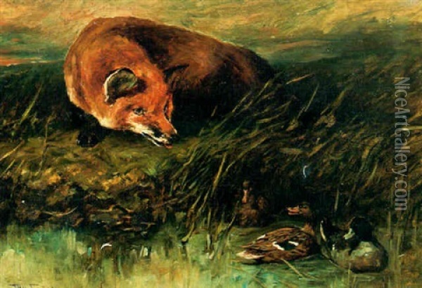 Ready To Pounce Oil Painting - John Emms