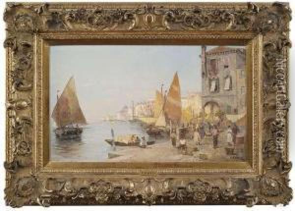 In The Venetian Lagoon. Oil Painting - Carl Wagner