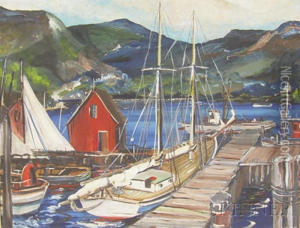 Harbor View Oil Painting - Albert George Adams