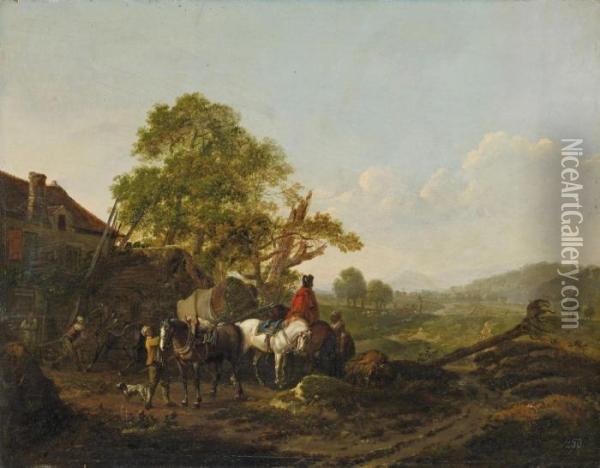 Landschaft Mitreitern Oil Painting - Joseph Swebach-Desfontaines