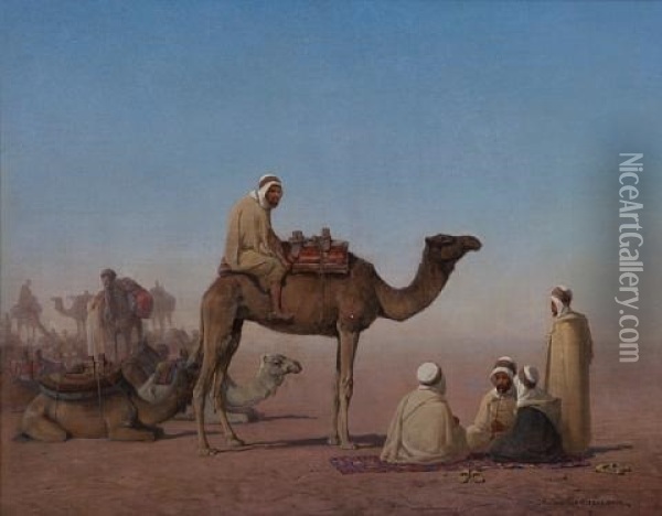 Bedouin Resting Oil Painting - Henrik August Ankarcrona