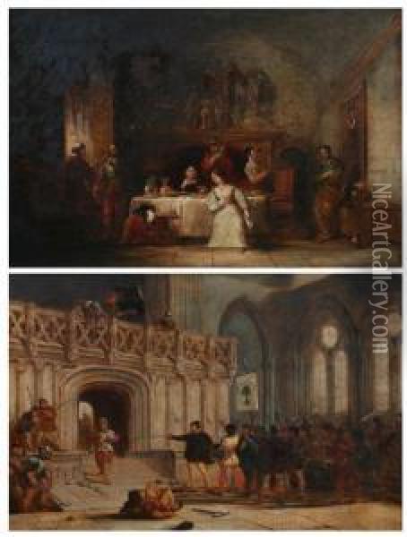 The Covernanter's Attacking Glasgow Cathedral And Majorbellindon Interceding With Claverhouse For The Life Of Henrymorton Oil Painting - William Rimmer