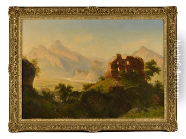 Ruine Wartenstein B. Ragaz, Rheinthal Oil Painting - Adolf Rudolf Holzhalb
