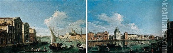 A View Of The Entrance To The Grand Canal Taken From The Piazzetta Oil Painting -  Master of the Langmatt Foundation Views