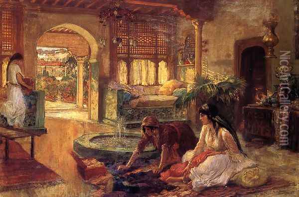 Orientalist Interior Oil Painting - Frederick Arthur Bridgman