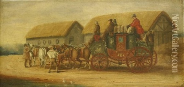 The Brighton To London Coach Oil Painting - Charles Cooper Henderson