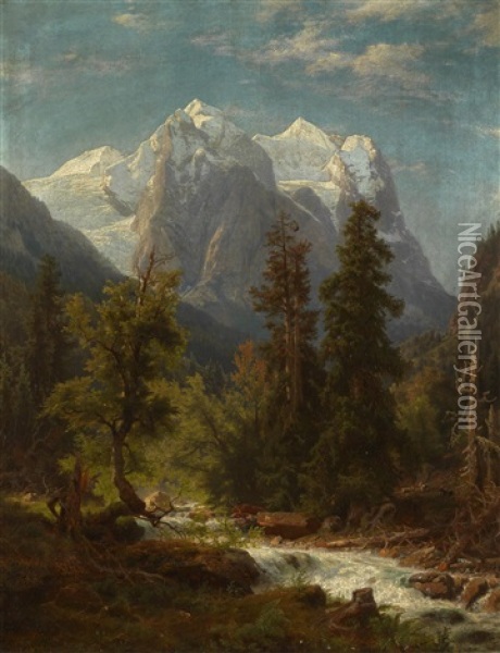 Gebirgslandschaft Oil Painting - August Wilhelm Leu