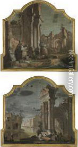 A Capriccio With Classical Ruins Oil Painting - Pietro Paltronieri Il Mirandolese