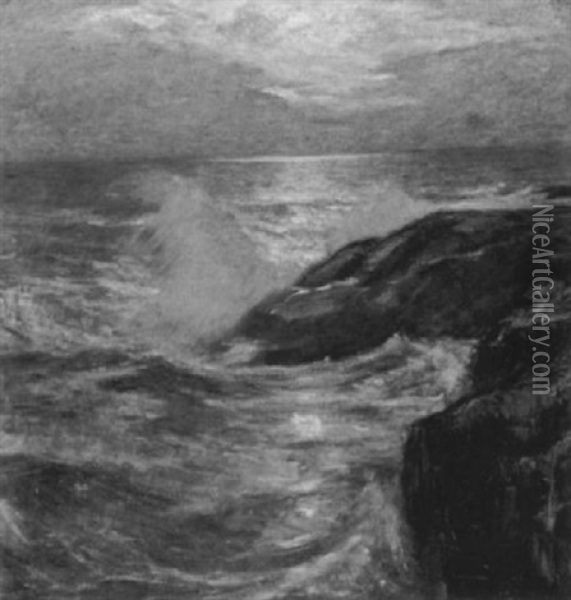 Crashing Waves, Rugged Coastline Oil Painting - Paul Dougherty