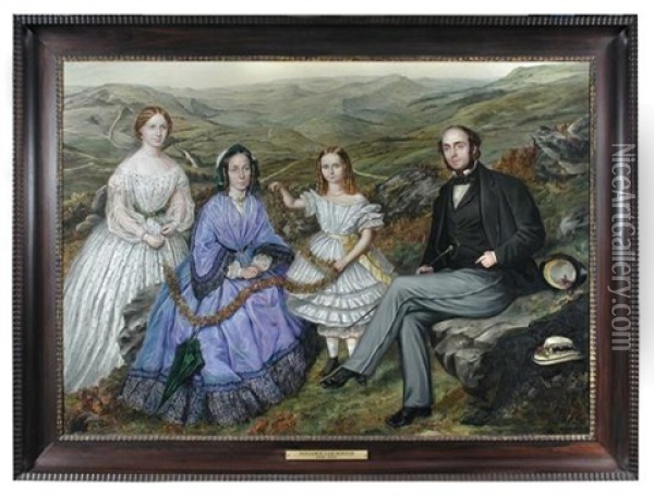 Family Portrait On The Derbyshire Moors, Possibly The Norton Family Oil Painting - Benjamin Cam Norton