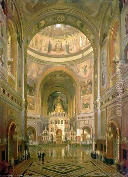 Interior of the Church of Christ the Saviour in Moscow Oil Painting - Fedor Andreevich Klages