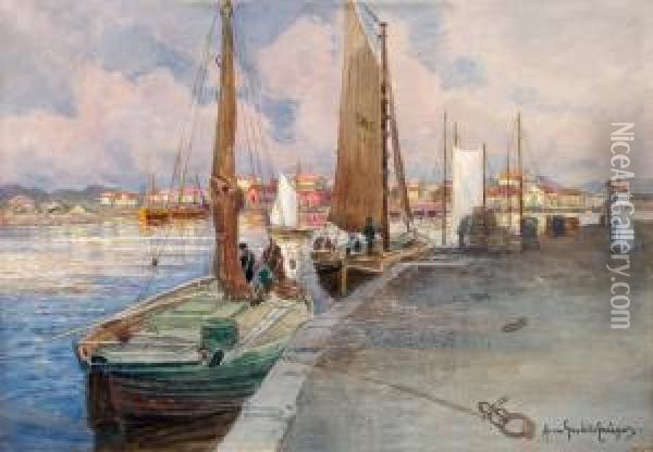 Hamnen I Marstrand Oil Painting - Anna Gardell-Ericson