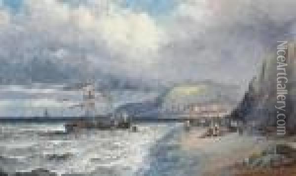 After The Gale, Scarborough Oil Painting - William A. Thornley Or Thornber