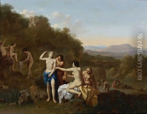 Diana And Her Attendants Oil Painting - Cornelis Van Poelenburgh