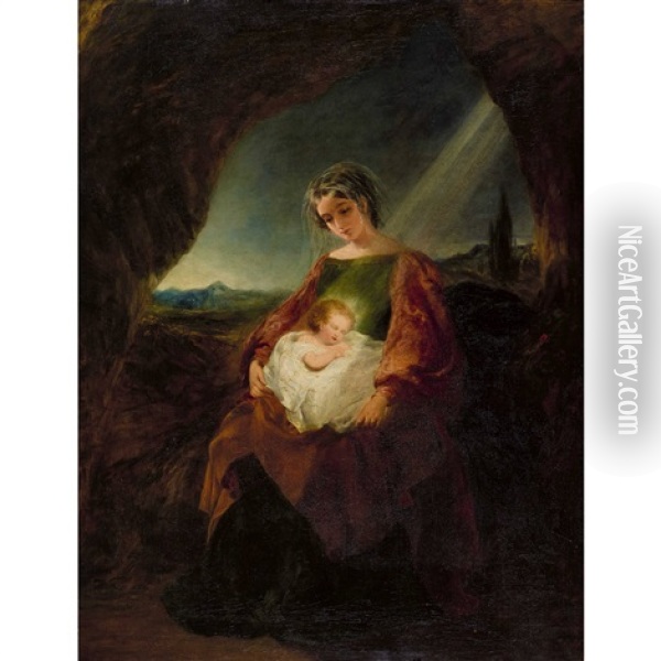 The Virgin And Child Oil Painting - William Collins