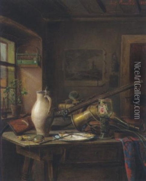 Jagdstilleben Oil Painting - Josef Mansfeld