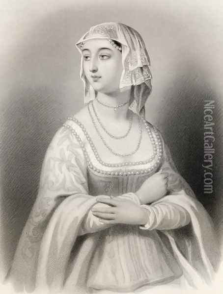 Margret of Anjou 1429-82 illustration from World Noted Women by Mary Cowden Clarke, 1858 Oil Painting - Pierre Gustave Eugene (Gustave) Staal