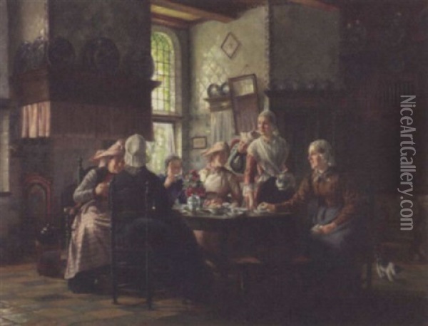 The Tea Party Oil Painting - Otto Kirberg