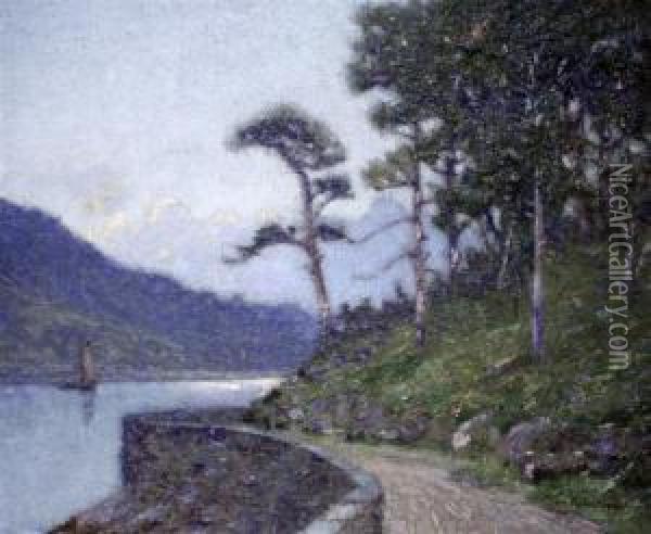 Turn Of The Road, Ballacullish Ferry Oil Painting - Tom Robertson