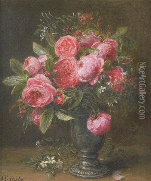 Aiguiere De Roses Oil Painting - Alexis Kreyder
