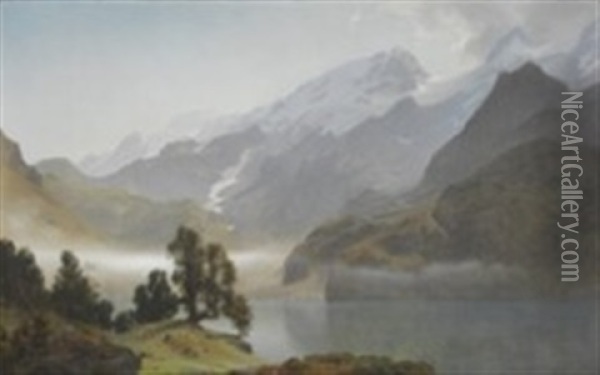 From Engstlen Alp. Berner Oberland Oil Painting - Janus la Cour