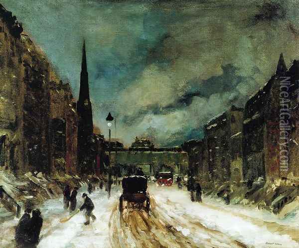 Street Scene With Snow Oil Painting - Robert Henri