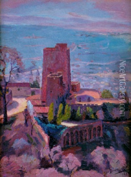 Paisaje Maritimo Con Torre Oil Painting - Eugenio Gomez Mir