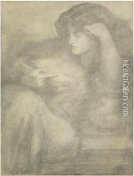 Jane Morris, Reading Oil Painting - Dante Gabriel Rossetti