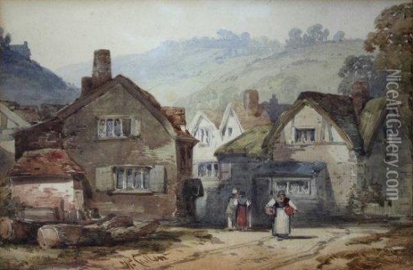 Village Scene Oil Painting - William Callow