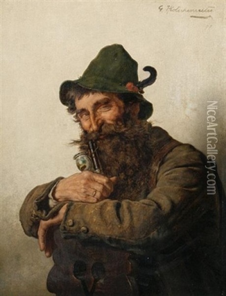 A Bavarian Gentleman (+ A Companion; Pair) Oil Painting - Hugo Kotschenreiter