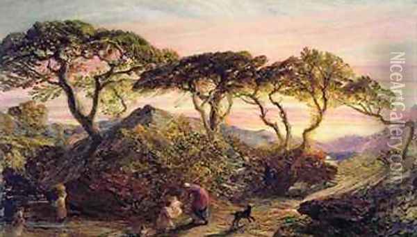 Sunset Oil Painting - Samuel Palmer