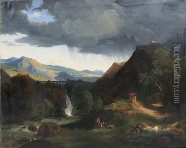 Paysage A L'aqueduc Oil Painting - Jean Charles Joseph Remond